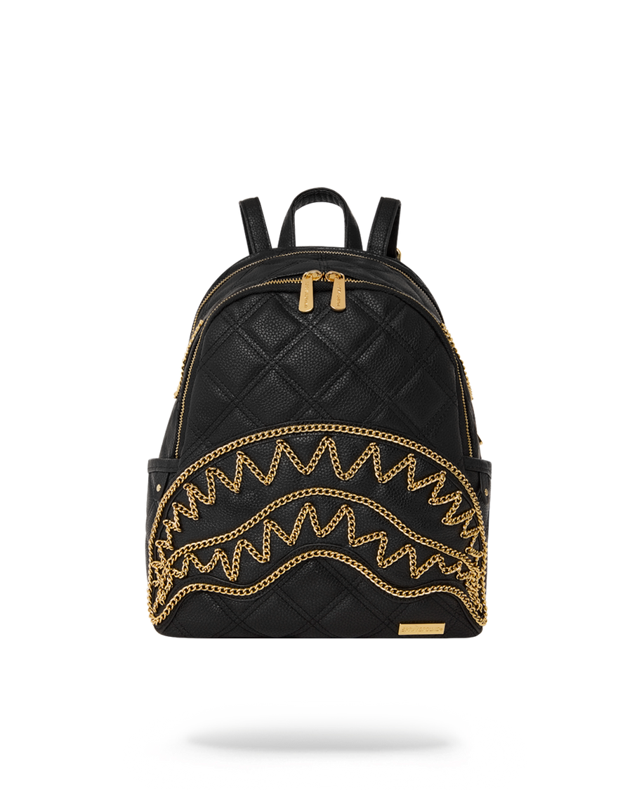 Noir Quilt Gold Chain Shark Savage Backpack