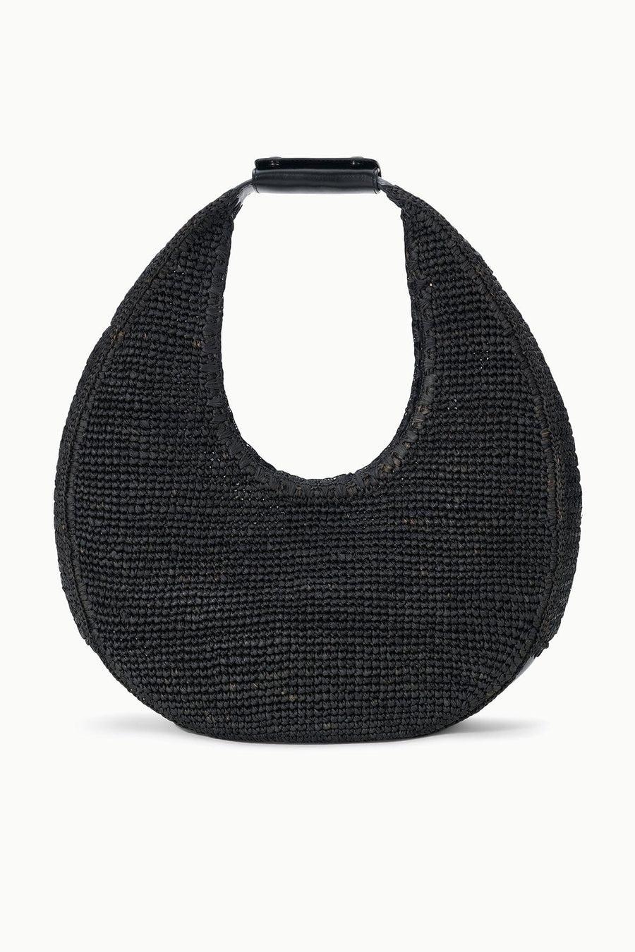 Large Raffia Moon Tote Bag | Black Raffia