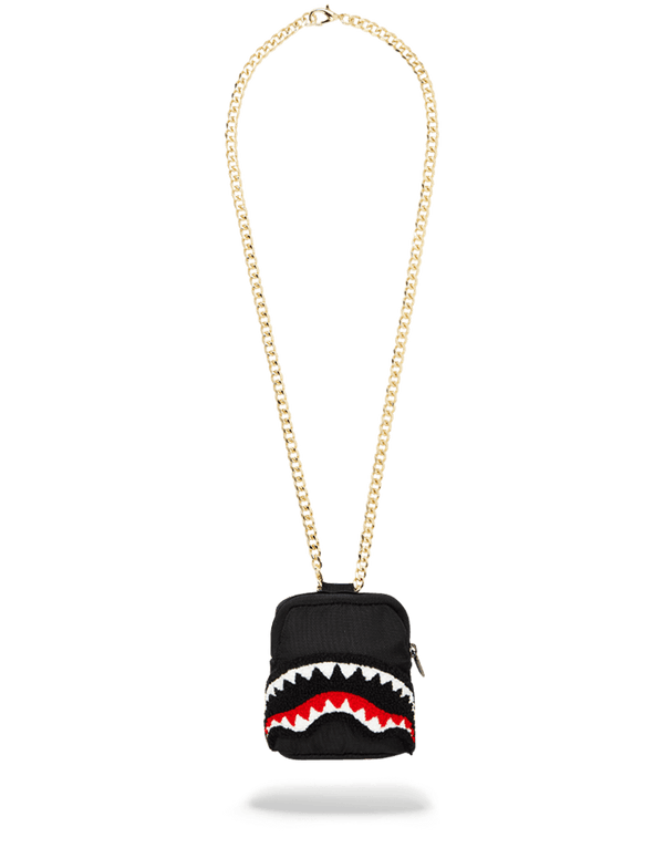 Black Chenille Shark Backpack Chain
