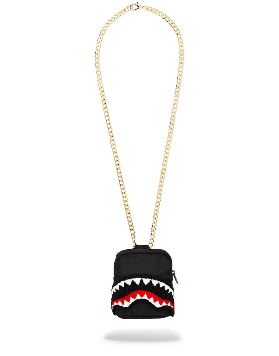 Black Chenille Shark Backpack Chain