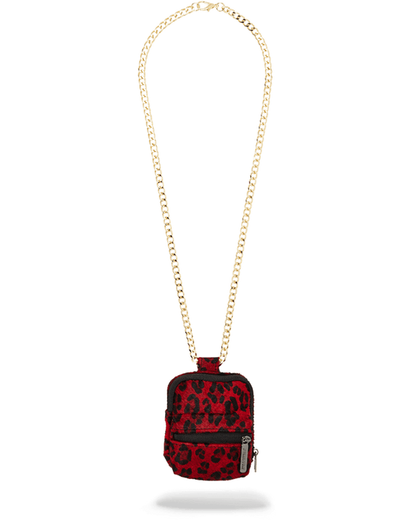 Fur Red Leopard Backpack Chain