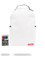 The Diy White Backpack (Vegan Leather & Inner Money Lining) & Markers Included