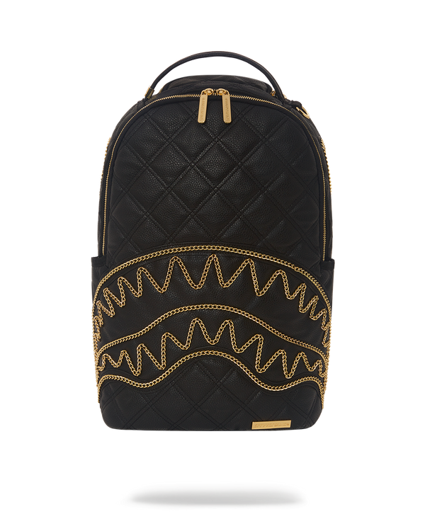 Noir Quilt Gold Chain Shark Backpack (Dlxv)