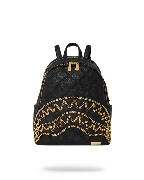 Noir Quilt Gold Chain Shark Savage Backpack