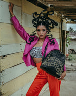Noir Quilt Gold Chain Shark Savage Backpack - image 2