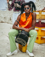 Noir Quilt Gold Chain Shark Savage Backpack - image 9