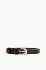 Slim Moon Buckle Belt - 13Mm | Mahogany Silver