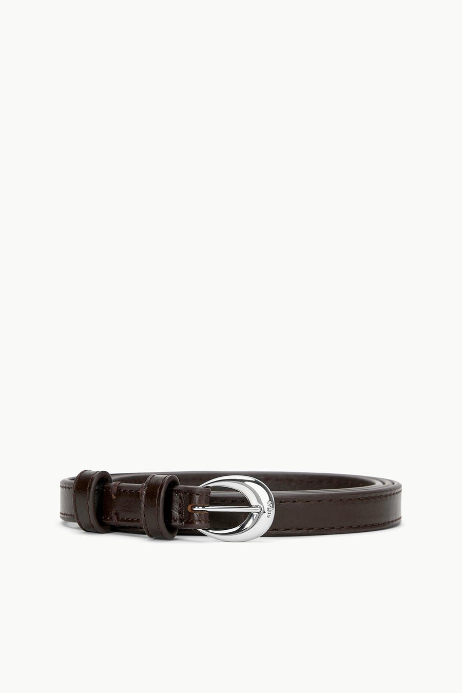 Slim Moon Buckle Belt - 13Mm | Mahogany Silver