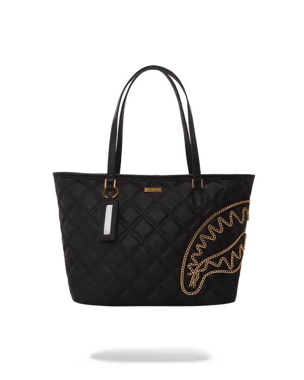 Noir Quilt Gold Chain Shark Tote